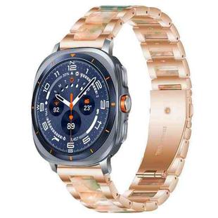 For Samsung Galaxy Watch Ultra/Ultra 2025 xDfind Three Beads Metal Resin Watch Band(Rose Gold Green)