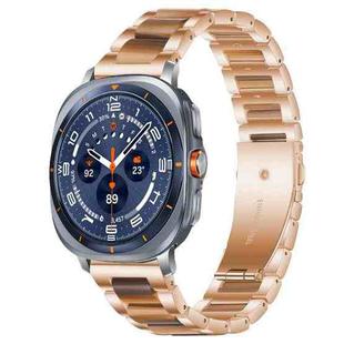 For Samsung Galaxy Watch Ultra/Ultra 2025 xDfind Three Beads Metal Resin Watch Band(Rose Gold Brown)