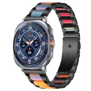 For Samsung Galaxy Watch Ultra/Ultra 2025 xDfind Three Beads Metal Resin Watch Band(Black Rainbow)