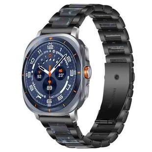 For Samsung Galaxy Watch Ultra/Ultra 2025 xDfind Three Beads Metal Resin Watch Band(Black Blue)