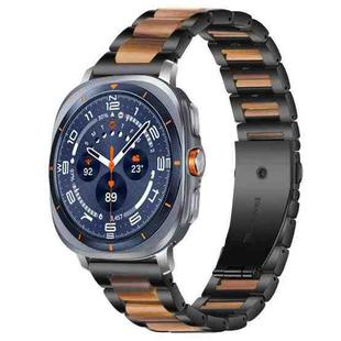 For Samsung Galaxy Watch Ultra/Ultra 2025 xDfind Three Beads Metal Resin Watch Band(Black Brown)