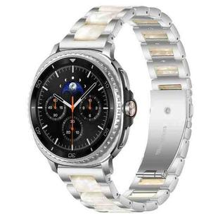 For Samsung Galaxy Watch8 / 8 Classic xDfind Three Beads Metal Resin Watch Band(Silver White)