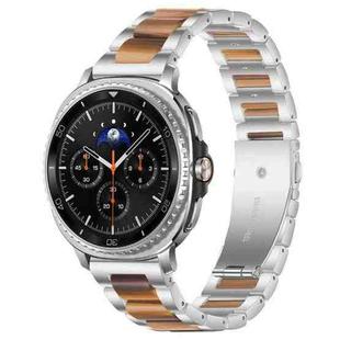 For Samsung Galaxy Watch8 / 8 Classic xDfind Three Beads Metal Resin Watch Band(Silver Brown)