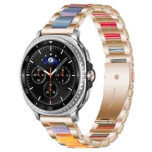 For Samsung Galaxy Watch8 / 8 Classic xDfind Three Beads Metal Resin Watch Band(Rose Gold Rainbow)