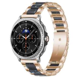 For Samsung Galaxy Watch8 / 8 Classic xDfind Three Beads Metal Resin Watch Band(Rose Gold Blue)