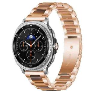 For Samsung Galaxy Watch8 / 8 Classic xDfind Three Beads Metal Resin Watch Band(Rose Gold Brown)
