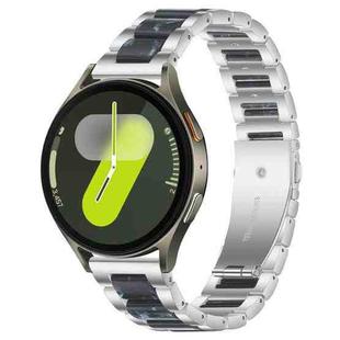 For Samsung Galaxy Watch 7 / 6 / 5 / FE xDfind Three Beads Metal Resin Watch Band(Silver Blue)