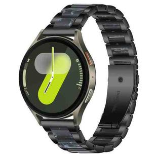 For Samsung Galaxy Watch 7 / 6 / 5 / FE xDfind Three Beads Metal Resin Watch Band(Black Blue)