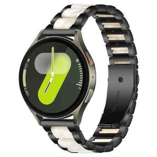For Samsung Galaxy Watch 7 / 6 / 5 / FE xDfind Three Beads Metal Resin Watch Band(Black White)