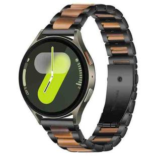 For Samsung Galaxy Watch 7 / 6 / 5 / FE xDfind Three Beads Metal Resin Watch Band(Black Brown)
