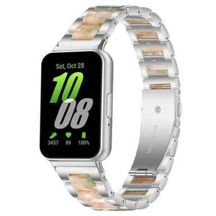 For Samsung Galaxy Fit3 SM-R390 xDfind Three Beads Metal Resin Watch Band(Silver Green)