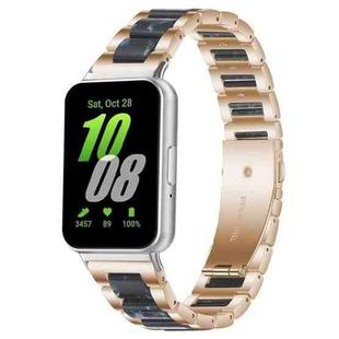 For Samsung Galaxy Fit3 SM-R390 xDfind Three Beads Metal Resin Watch Band(Rose Gold Blue)