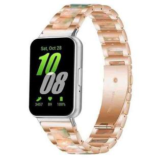 For Samsung Galaxy Fit3 SM-R390 xDfind Three Beads Metal Resin Watch Band(Rose Gold Green)