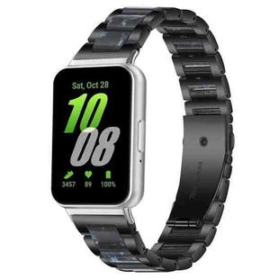 For Samsung Galaxy Fit3 SM-R390 xDfind Three Beads Metal Resin Watch Band(Black Blue)
