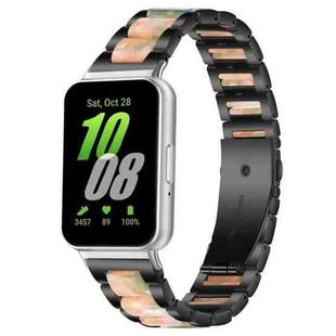 For Samsung Galaxy Fit3 SM-R390 xDfind Three Beads Metal Resin Watch Band(Black Green)