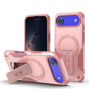 For iPhone 17 Air Armor Magsafe Holder PC Hybrid TPU Phone Case(Pink)