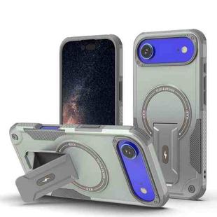 For iPhone 17 Air Armor Magsafe Holder PC Hybrid TPU Phone Case(Grey)