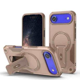 For iPhone 17 Air Armor Magsafe Holder PC Hybrid TPU Phone Case(Desert Gold)
