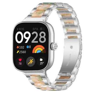 For Xiaomi Smart Band 9 Pro/8 Pro/Redmi Watch 5/4 xDfind Three Beads Metal Resin Watch Band(Silver Green)