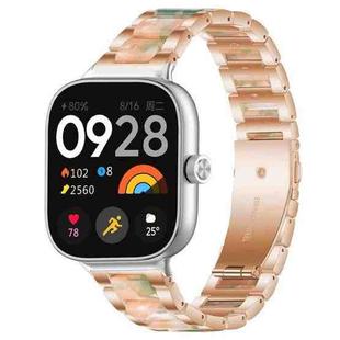 For Xiaomi Smart Band 9 Pro/8 Pro/Redmi Watch 5/4 xDfind Three Beads Metal Resin Watch Band(Rose Gold Green)
