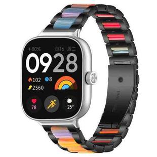 For Xiaomi Smart Band 9 Pro/8 Pro/Redmi Watch 5/4 xDfind Three Beads Metal Resin Watch Band(Black Rainbow)
