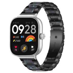 For Xiaomi Smart Band 9 Pro/8 Pro/Redmi Watch 5/4 xDfind Three Beads Metal Resin Watch Band(Black Blue)