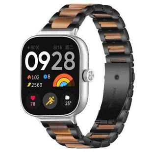 For Xiaomi Smart Band 9 Pro/8 Pro/Redmi Watch 5/4 xDfind Three Beads Metal Resin Watch Band(Black Brown)