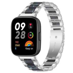 For Redmi Watch 3 xDfind Three Beads Metal Resin Watch Band(Silver Blue)