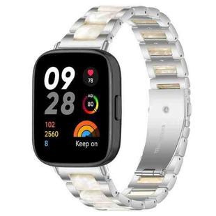 For Redmi Watch 3 xDfind Three Beads Metal Resin Watch Band(Silver White)