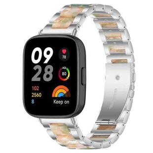 For Redmi Watch 3 xDfind Three Beads Metal Resin Watch Band(Silver Green)
