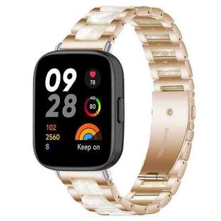 For Redmi Watch 3 xDfind Three Beads Metal Resin Watch Band(Rose Gold White)
