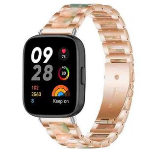 For Redmi Watch 3 xDfind Three Beads Metal Resin Watch Band(Rose Gold Green)
