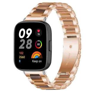 For Redmi Watch 3 xDfind Three Beads Metal Resin Watch Band(Rose Gold Brown)