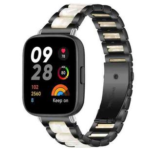 For Redmi Watch 3 xDfind Three Beads Metal Resin Watch Band(Black White)