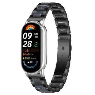For Xiaomi Smart Band 10 / 9 / 8 xDfind Three Beads Metal Resin Watch Band(Black Blue)