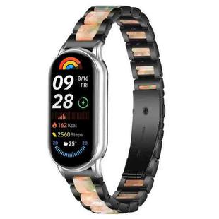 For Xiaomi Smart Band 10 / 9 / 8 xDfind Three Beads Metal Resin Watch Band(Black Green)