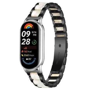 For Xiaomi Smart Band 10 / 9 / 8 xDfind Three Beads Metal Resin Watch Band(Black White)