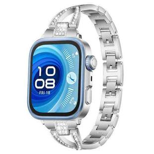 20mm xDfind X-Shaped Single Row Diamond Metal Watch Band(Silver)