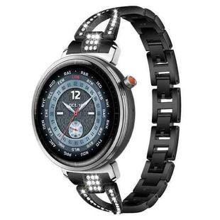 22mm xDfind X-Shaped Single Row Diamond Metal Watch Band(Black)