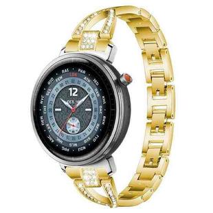 22mm xDfind X-Shaped Single Row Diamond Metal Watch Band(Gold)