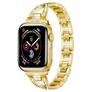 For Apple Watch 42 / 44 / 45 / 46 / 49mm xDfind X-Shaped Single Row Diamond Metal Watch Band(Gold)