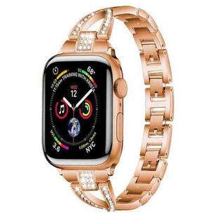 For Apple Watch 38 / 40 / 41 / S10 42mm xDfind X-Shaped Single Row Diamond Metal Watch Band(Rose Gold)
