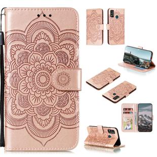 For Huawei Honor 9X Lite Mandala Embossing Pattern Horizontal Flip PU Leather Case with Holder & Card Slots & Walle & Lanyard(Rose Gold)