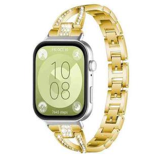 For Huawei Watch Fit4 / Fit4 Pro / Fit3 xDfind X-Shaped Single Row Diamond Metal Watch Band(Gold)