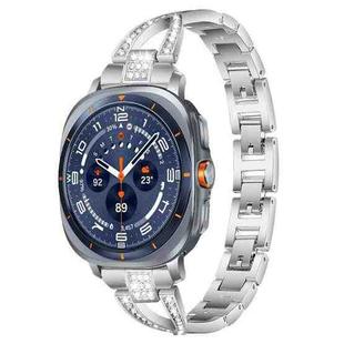 For Samsung Galaxy Watch Ultra/Ultra 2025 xDfind X-Shaped Single Row Diamond Metal Watch Band(Silver)