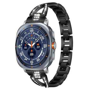 For Samsung Galaxy Watch Ultra/Ultra 2025 xDfind X-Shaped Single Row Diamond Metal Watch Band(Black)