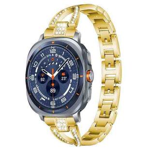 For Samsung Galaxy Watch Ultra/Ultra 2025 xDfind X-Shaped Single Row Diamond Metal Watch Band(Gold)