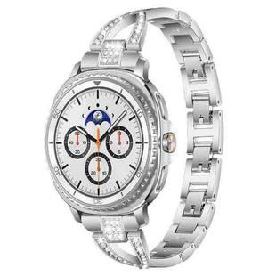 For Samsung Galaxy Watch8 / 8 Classic xDfind X-Shaped Single Row Diamond Metal Watch Band(Silver)