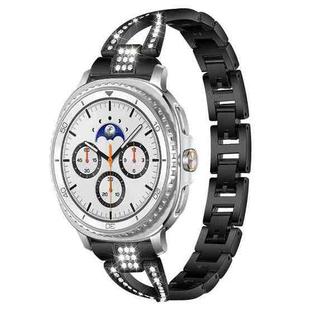 For Samsung Galaxy Watch8 / 8 Classic xDfind X-Shaped Single Row Diamond Metal Watch Band(Black)