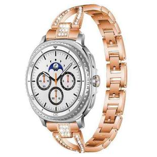 For Samsung Galaxy Watch8 / 8 Classic xDfind X-Shaped Single Row Diamond Metal Watch Band(Rose Gold)